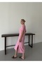 Pink Side Slit Short Sleeve Midi Dress - 2