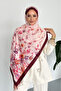 Flowers Floral Patterned Burgundy Color Soft Cotton Shawl - 4