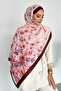 Flowers Floral Patterned Burgundy Color Soft Cotton Shawl - 6