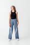 Girls' Wide Leg Pocketed Comfortable Cut Combed Cotton Sweatpants - 6
