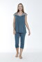 Women's Viscose Elastane Fabric Short Sleeve Top - Capri Set with Lace Bottom / Dark Green 14531