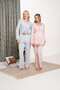 Women's Blue Special Design Lace Long Sleeve Cotton Maternity Pajama Set - 2