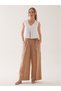 100% Natural Sleeveless Lace-Up Linen Vest - 5