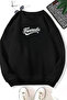 Unisex Black Fantastic Printed Crew Neck Sweatshirt - Winter Embossed Fabric