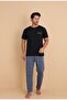 Men's Plaid Short Sleeve Pajama Set - Blue - 4