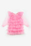 Fuchsia Layered Girl's Tulle Dress - Laura - 5