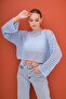 Women's Loose Mesh Short Sweater 255196 - - 4