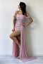 Women's Off-Shoulder Sequin Slit Evening Dress Sea Green, Powder, Black, Red, Navy, Beige - 5