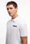 Men's Polo Collar Buttoned T-Shirt with Pique Print - White - 2