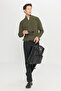 Men's Khaki Cotton Zippered Bato Collar Jacquard Standard Fit Regular Cut Knitwear Sweater - 2
