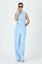Women's Asymmetrical Vest Trousers Suit Baby Blue - 2