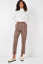 Women's Pleated Belted Fabric Trousers Camel 0286 - 3