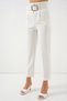 Women's Belted Fabric Trousers Ecru 1256 - 2