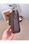Genuine Leather Combination Zipper Handbag Dark Brown Color 2105 - 6