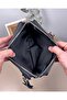 Genuine Leather Combination Zipper Handbag Matte Black Color 2105 - 7