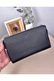 Genuine Leather Combination Zipper Handbag Matte Black Color 2105 - 5