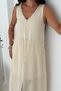 Etamin Fabric Ornamental Button Dress - 5
