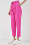 Women's Belted Linen Trousers Fuchsia 1278 - 4