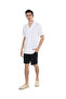 Textured Shirt with Revere Collar and Short Sleeves