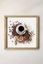 With Wooden Frame, Watercolor Effect Coffee Beans, Turkish Coffee, Top View to Filter Coffee