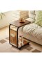 C Shaped End Table,Movable Side Table Coffee Table Sofa Table with Wheels and Storage Bag for Small
