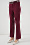 Women's Belted Wide Leg Trousers Burgundy 1258 - 4