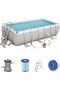Power Steel Rectangular Steel Frame Pool Set with Filter Pump + Accessories, Grey - 6