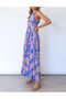Women's Summer Halter Neck Floral Print Backless Split Beach Party Maxi Dress - 2