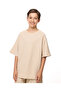Textured Oversized T-Shirt with Crew Neck and Short Sleeves