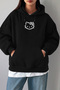 Metallic Punk Hellokitty Printed Women's Black&Gray Hooded Sweatshirt - Women's Printed Hoodie
