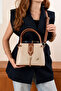 Women's Long Strap 4 Compartment Gold Accessories Adjustable Strap Simple Shoulder and Hand Bag (25X19 cm) - 5