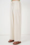 Women's Wide Leg Linen Trousers Ecru 1285 - 2