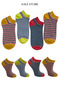 4-Piece Striped Seamless Combed Cotton Women's Booties Socks