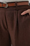Women's Pleated Belted Fabric Trousers Brown 1276 - 5