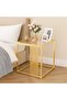 FFD Square End Table with Marble & Clear Top, Black & Gold Metal Frame, Space-Saving & Durable - 4