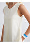 Yellow Crew Neck A-Line Linen Blend Dress - 3