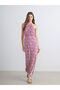 Fuchsia Halter Neck Patterned Dress