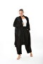 Women's Lycra Viscose Black Pul Detailed Large Size Cardigan - 3