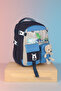 Boys' Korean Style Kawaii Rabbit Blue Primary and Secondary School Backpack - 3