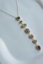 Gold Steel Necklace with 7 Stones - 4