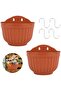 2 Set Wall Hanging Planters, Garden Fence Hanging Flower Pots Mounted Hanging Basket Plastic Plant P