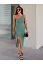 Women's Sleeveless One-Shoulder Drop Detail Ottoman Fabric Dress - 3