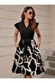 Women's short sleeve v neck top janjan crepe bottom patterned single jersey mini dress