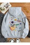 Gray Unisex Gray Space Space Printed Hooded Hoodie