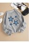Gray Women's Gray Light Star Printed Crew Neck Oversize