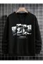 Black Men's Black Tokyo Printed Crew Neck Oversize - 2