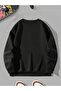 Black Women's Black Ghost Coffee Printed Oversize Crew Neck - 2