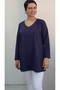Navy Blue V-Neck Size Whole Coming Low Sleeve Combed Viscose T-Shirt - 6
