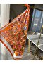Toffy Orange Flower Patterned Scarf - 2