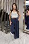 Women's elastic waist pocket lyocell Palazzo Pants - 2